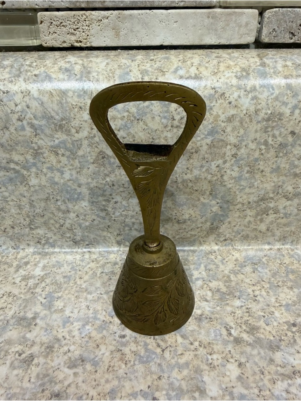 Vintage Ornate Floral Brass Bell Bottle Opener